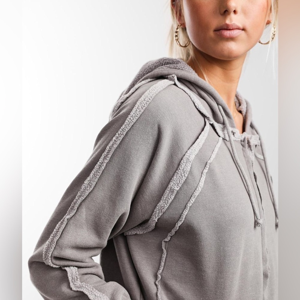 Buckle Gilded Intent Washed Zip Up Hoodie- Washed Grey- Size Large - Picture 4 of 9